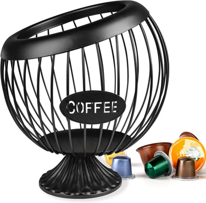Stainless Steel Sphere Cup Coffee Basket pods holder Sturdy for Home or Office Kitchen Counter Organizer Espresso Capsule (Black)