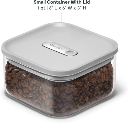 Caraway 1qt Glass Airtight Food Storage Container with Lid – Non-Toxic, BPA-Free Kitchen Storage Container – Stackable, Space-Saving Airtight Container for Dry Goods and More - Gray