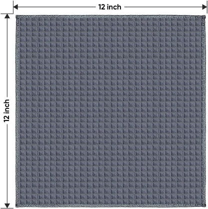 HOMEXCEL Waffle Weave Microfiber Cleaning Cloth, 6 Pack Highly Absorbent Cleaning Rag for Household, Reusable Kitchen Towels, Scratch-Free Barista Towels, 12 x 12 Inches, Grey
