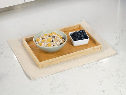 Bam & Boo - Natural Bamboo Serving Tray Modern Rectangular - for Food, Drinks, Decor, Vanity in Home, Kitchen, Bathroom, Coffee Table, Bed(Medium, 13” x 9" x 1.2")
