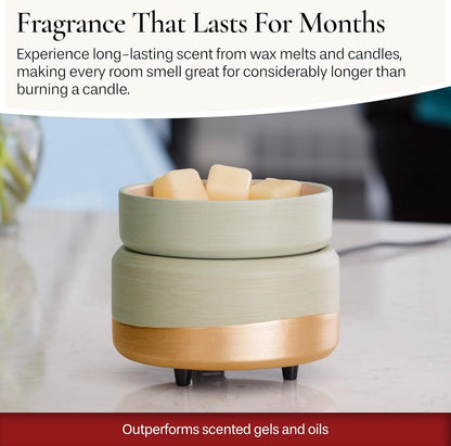 CANDLE WARMERS ETC 2-in-1 Candle and Fragrance Warmer for Warming Scented Candles or Wax Melts and Tarts with to Freshen Room, Midas