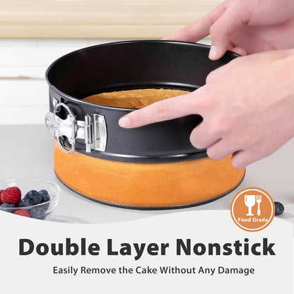 Springform Pan 9 Inch Nonstick Cheesecake Pan with Protector, Leakproof Spring Form Pan for Cheesecake, Round Cheese Cake Pans for Baking, 9 Inch Springform Cake Pan with 50Pcs Parchment Paper