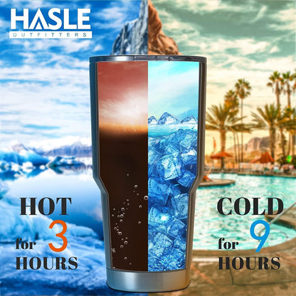 HASLE OUTFITTERS 30oz Stainless Steel Tumbler, Double Wall Vacuum Insulated Travel Mug Tumbler, Durable Insulated Coffee Mug, Gift Box Set (Navy, 12)