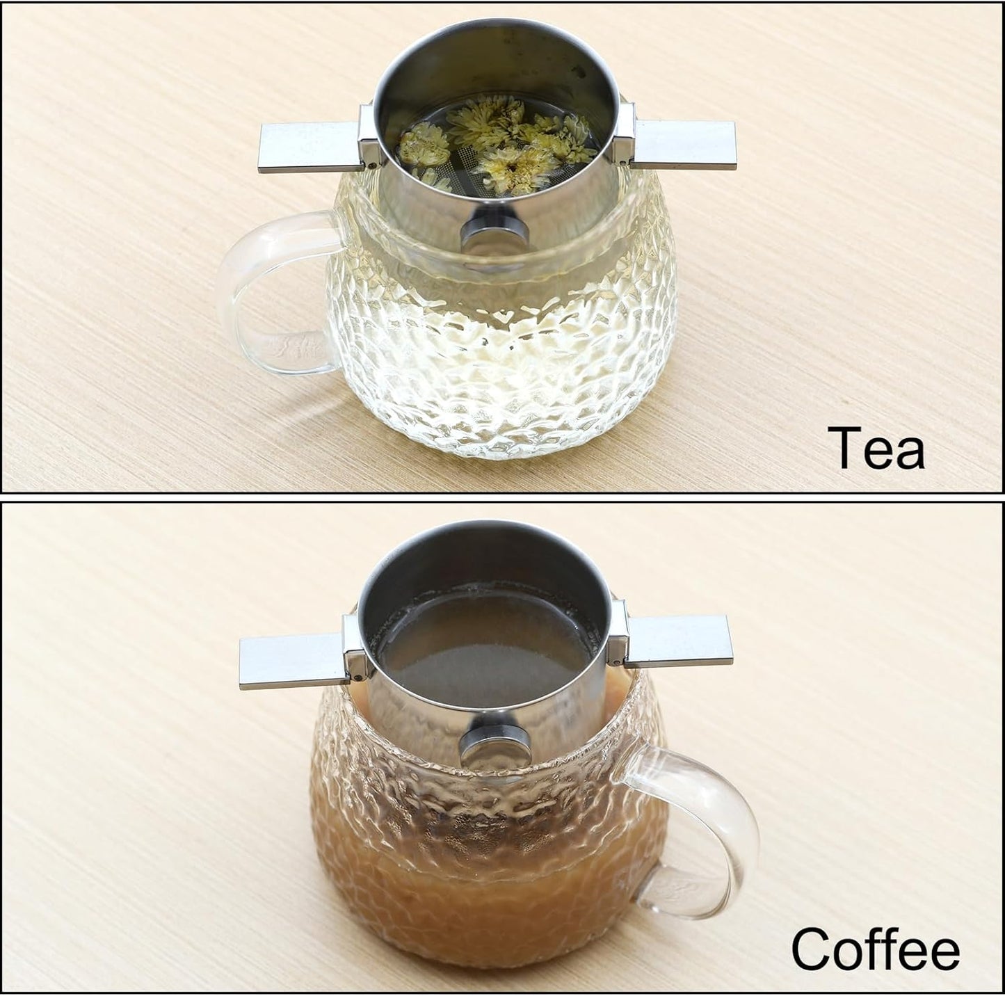 Collapsible Coffee Filter-Stainless Steel Camping Coffee Filter-Reusable Paperless Coffee Filter Canister Coffee Dripper-Coffee Filter Holder for Carrying Around While Camping