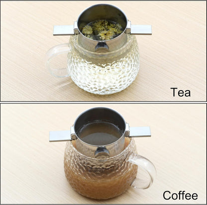 Collapsible Coffee Filter-Stainless Steel Camping Coffee Filter-Reusable Paperless Coffee Filter Canister Coffee Dripper-Coffee Filter Holder for Carrying Around While Camping