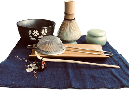 Artcome Traditional Japanese Matcha Tea Set, Matcha Whisk, Traditional Scoop, Matcha Bowl & Caddy, Ceramic Whisk Holder, Handmade Matcha Ceremony Kit (9Pcs)