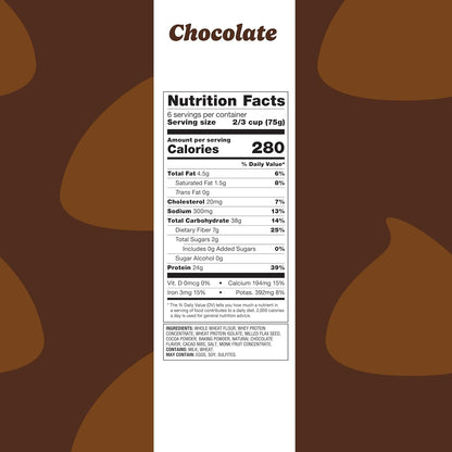 Flourish Protein Pancake & Waffle Mix, with Whey Protein & Flax Seed, No Added Sugar, High in Protein & Fiber - Just Add Water - Chocolate Flavour, 430 g (2 Pack) - Made in Canada