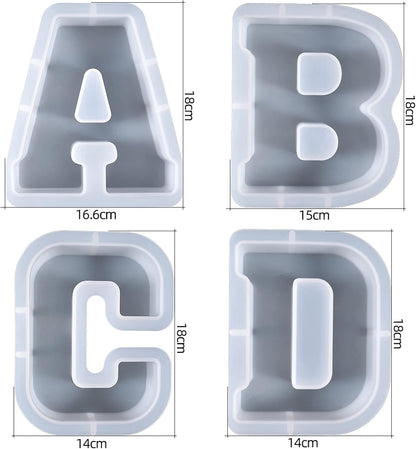 ESEDAGE 7 Inch Letter Resin Mold - 26 Pack English Alphabet Mold for Resin Casting & Soap Making