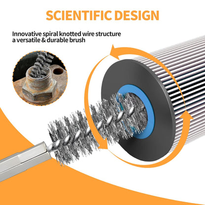 Bore Brush for Drill – 6pcs Stainless Steel Wire Tube Brush in Different Sizes, Twisted Wire Cleaning Brush with 1/4" Hex Shank, bore Brush Copper Pipe Cleaner for Power Drill & Tube Cleaning