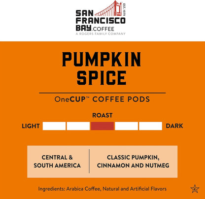 San Francisco Bay Compostable Coffee Pods - Pumpkin Spice (80 Ct) K Cup Compatible including Keurig 2.0, Flavored, Medium Roast