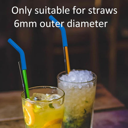 pson 9Pcs Silicone Straw Tips, Food Grade Reusable Flexible Elbow Tips Fit for 8mm Stainless Steel Metal Straws(Light blue)