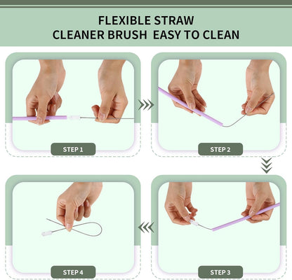 Reusable Straw with Case - Dishwasher Safe ECO-Friendly BPA Free Travel Straws with Case, 9 Inch Extra Long,Flexible Silicone Smoothie Straws with Cleaning Brush (Multicolor)