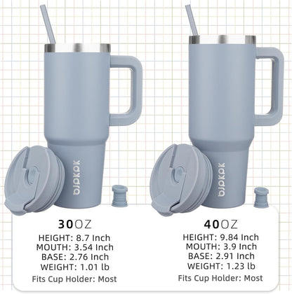 BJPKPK Tumbler With Handle And Straw 40oz Insulated Tumbler Cups With Lid Stainless Steel Travel Coffee Mug,Modern Blue