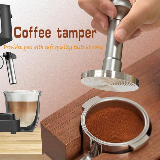 53.3mm Espresso Tamper - Premium Barista Coffee Tamper with Aluminum Handle and Stainless Steel Base, Compatible with Breville Barista Express 54mm Portafilter Basket (Silver)