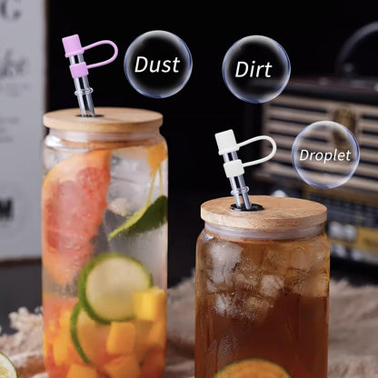 Straw Toppers for 10mm/0.39inch Diameter Straw Cover, compatable for Stanley/Owala Tumblers, Food Grade Silicone. (8pcs-Basics-Clear)