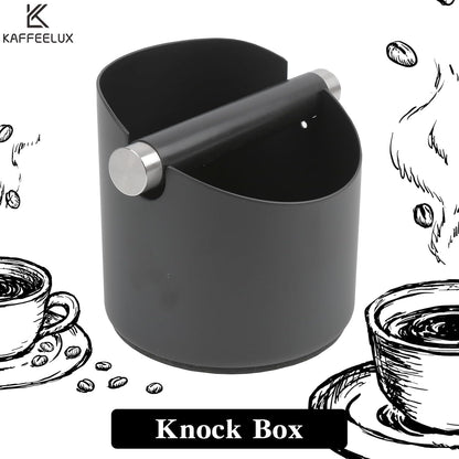 Italian Espresso Tapping Box, Stainless Steel Coffee Grinding Tapping Box, With Detachable Tapping Rod And Anti Slip Rubber Base (Black-S)