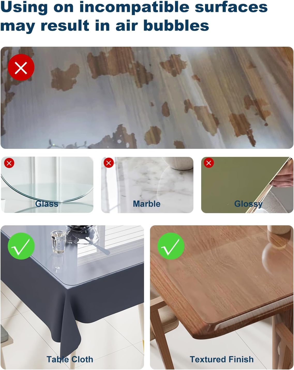 Crystal Clear Plastic Table Cover Protector, 36" x 60" Spill Resistant Easy Flat PVC Desk Pad Mat, 1.5mm Thick Rectangle Vinyl Table Top Protector for Dining Room Table, Office, Dresser