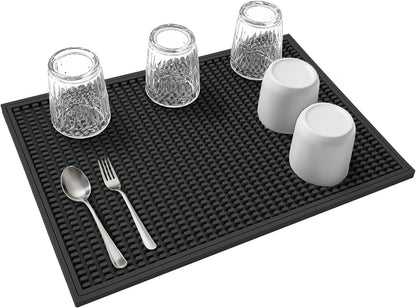 dish drying mat - 18" x 12" Black silicone drying mat , kitchen counter dish drying mats,rubber dish drying mat, Applies to bar mat、coffee mat