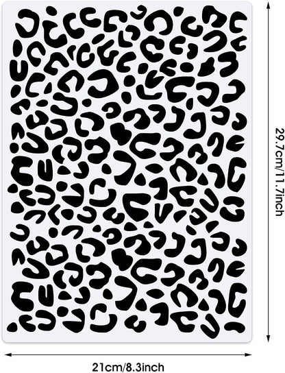 Zonon 4 Pieces Leopard Skin Stencil Reusable Cheetah Paint Stencil Template for Scrapbooking Fabric Drawing Tracing DIY Cake Furniture Wallpaper Floor Decor(8.3 x 11.7 Inch)