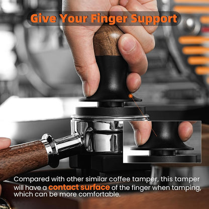 Espresso Tamper 53.35mm-3 Spring Loaded Coffee Tamper-15lb / 30lbs Replacement Springs Calibrated Tamper with Sound Feedback-MHW-3BOMBER Flat Base Tamper-Fits for 54mm Portafilter Basket T6183T-OS