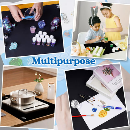 LET'S RESIN Extra Large Silicone Mat for Crafts, 27.7'' x 19.7'' Nonstick & Nonslip Silicone Crafts Mat, Multipurpose Heat-Resistant Table Protector Silicone Sheets for Resin, Liquid, Paint, Clay