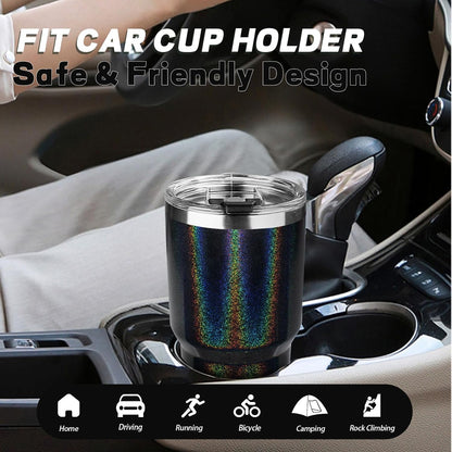 30 oz Tumbler with Lids and Straws, Stainless Steel Insulated Coffee Tumbler, Double Wall Vacuum Insulated Travel Mug Cup, Leakproof Thermal Coffee Cup for Hot and Cold Drinks (Glitter Black)