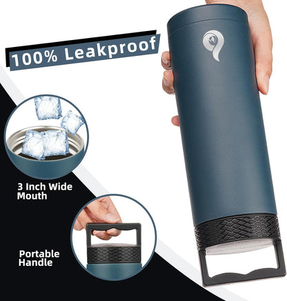 BJPKPK Insulated Water Bottles, Dishwasher Safe 18 oz Water Bottle with Handle, Leakproof BPA Free Water Jug, Stainless Steel Thermos for Sports, Army Green