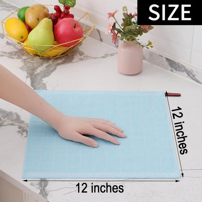 Homaxy 100% Cotton Terry Kitchen Dish Cloths, Ultra Soft and Absorbent Dish Towels for Kitchen, Suitable for Drying and Washing Dishes, 12 Pack, 12 x 12 Inches,Sky Blue