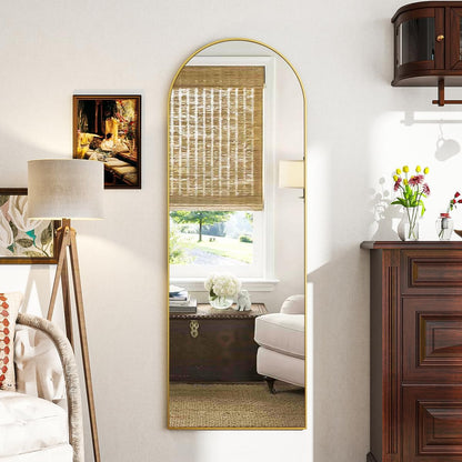VooBang 21 x 64 inch Arched Full Length Mirror, Gold Arch Floor Mirror Full Length with Stand, Full Body Standing Mirror for Living Room, Bedroom, Hanging or Leaning Against The Wall