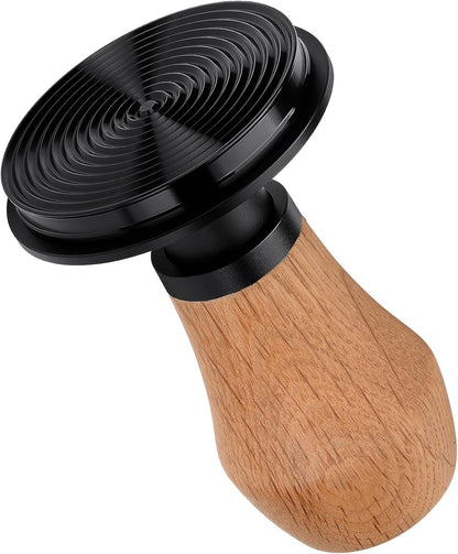 Normcore 58.5mm Coffee Tamper V4 - Coffee Tamper With Titanium PVD Coating Ripple Base -15lb / 25lb / 30lbs Replacement Springs, Spring Loaded Tamper With Genuine Oak Wood Handle