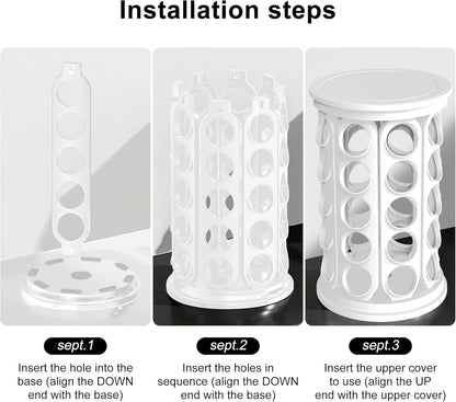 CEHNCEH Coffee Pod Carousel Organizer: Compatible with 40 Keurig K-Cup Pods, Large Compacity Coffee Capsule Holder, NEW Modern Design, Home or Office Kitchen Counter Organizer (White)