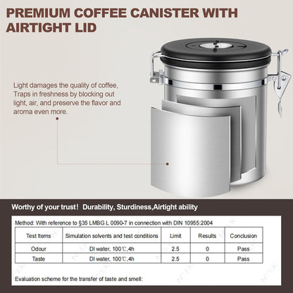 ShanSon Coffee Canister Airtight Coffee Container Stainless Steel Coffee Bean Storage Container with Scoop Coffee Canister for Beans Grounds Sugar Flour Tea Cereal,22OZ,Silver