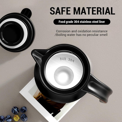 41 Oz Thermal Coffee Carafe Stainless Steel Insulated Thermos Double Wall Vacuum Flask Leak-Proof Thermos for Travel Office School Party Camping Use Black