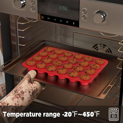 SILIVO 2-inch Deep Mini Muffin Pans Nonstick 24 Cup (2 Pack) - Mini Cupcake Pans - Silicone Muffin Tins for Muffins, Cupcakes and Egg Bites