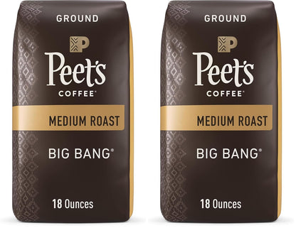 Peet's Coffee, Medium Roast Ground Coffee - Big Bang 36 Ounces (2 Bags of 18 Ounces)