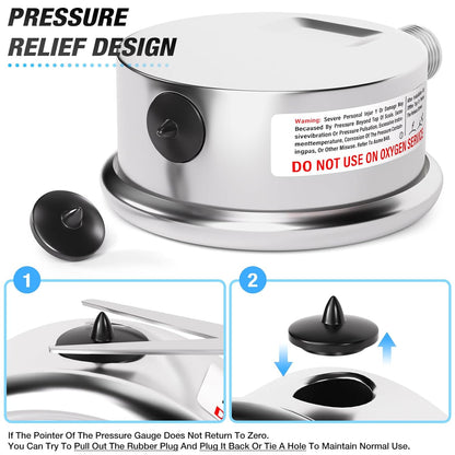 MEANLIN MEASURE 0~15Psi Liquid Filled Pressure Gauge Stainless Steel with 316 Stainless Steel Joint 1/4" NPT 2.5" FACE DIAL for Water Oil Air Well Pump Tank Tire Pressure Test Lower Mount