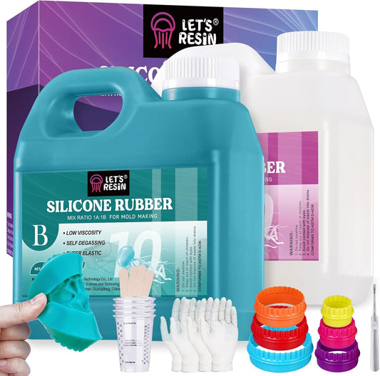 LET'S RESIN Super Elastic Silicone Mold Making Kit 10A,70.5oz Jade Green Mold Making Liquid Silicone Rubber, Ideal for Casting Resin Molds/Silicone Molds/Candle Molds/Silicone Inlay (2KG)