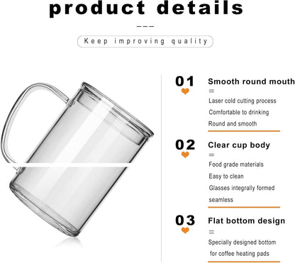 LUXU Glass Coffee Mugs (Set of 2),27oz Large Glass Coffee Cups Clear Glass Tea Cups Overnight Oats Containers with Glass Lid,Cute Coffee Bar Accessories,Iced Coffee Glasses for Latte,Cereal,Yogur