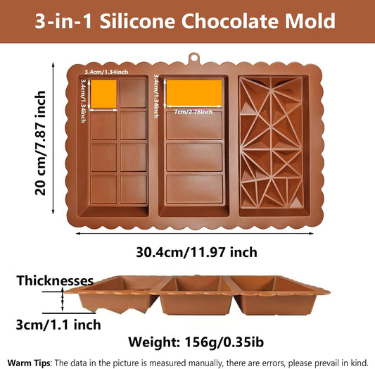 Chocolate Bar Mold - Food Grade Silicone Chocolate Molds, Non-Stick & Easy to Release Deep Mold for Dubai Pistachio Chocolates, Candy, Snacks, Desserts, Resin Art, Dishwasher Safe (2)