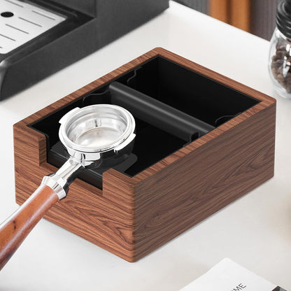 Espresso Knock Box, Coffee Knock Box with Durable Knock Bar and Non-Slip Base, Knock Box for Machine Accessories (Wooden Base)