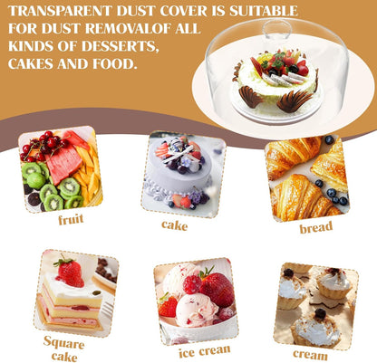 11 Inch Glass Cake Dome Cover, Upgraded Thickened Clear Cake Cover Lid for Cake Stand, Round Cloche Glass Dome for Dessert Plates Display and Protection