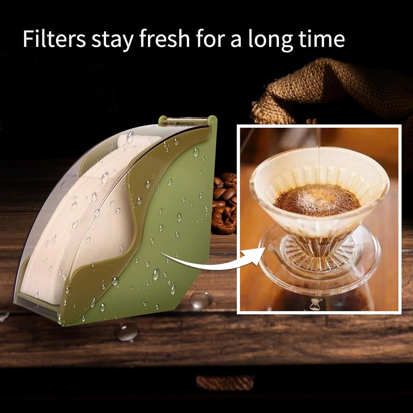 Coffee Filter Holder for Organizer and Coffee Station Accessories (Green)