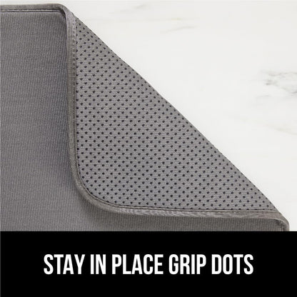 GORILLA GRIP Ultra Water Absorbent Microfiber Dish Drying Mat, 18x24, Quick Dry Thick Mesh, Slip Resistant Pad for Sink Dishes or Under Rack, Kitchen Counter Accessories, Machine Wash Mats, Gray