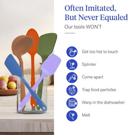 GIR: Get It Right Spatula Set for Cooking - 5-Piece Mediterranean Color - Heat Resistant to 425°F & No-Scratch on Nonstick Cookware - Dishwasher-Friendly Cooking Utensils & Silicone Spatulas