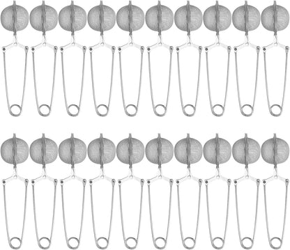 Snap Ball Tea Strainer, Voittozege 20 Pcs Premium Stainless Steel Tea Infuser with Handle Tea Infuser Filter with Tong Pincer Steeper Reusable for Loose Leaf Tea, Spices, Seasonings