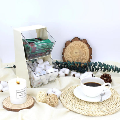 2 Pack Coffee Pod Holder K Cup Storage Organizer for Home Office Bar Countertop Organiser Bins for Coffee Station Counter Container for Tea bag Sugar Creamer Filter White