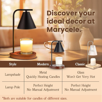 Black Candle Warmer Lamp with Timer, Birthday Gifts for Women Men, House Warming Gifts New Home Decor Aesthetic Black Walnut, Electric Dimmable Wax Melt Warmer for Jar Candles