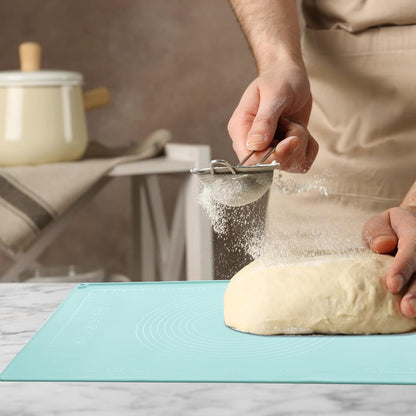 uxcell Silicone Pastry Mat, 19.7" x 15.8" Silicone Baking Mat with Measurements, Non-Stick Dough Rolling Mat for Making Pastry Cookies Bread Pizza White