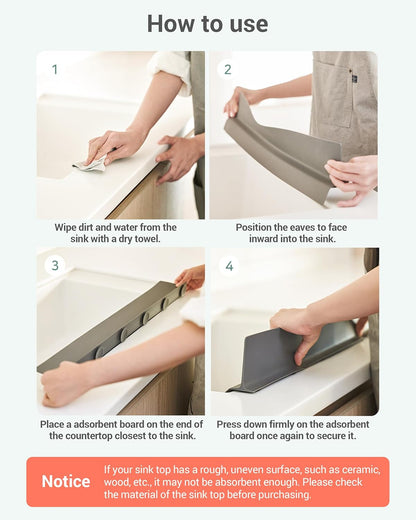 23 inches 100% Premium Silicone Kitchen Sink Splash Guard - Non Slip Strong Suction, Durable, and Easy-to-Clean Splash Protector for Mess-Free Cooking and Dishwashing (Gray)