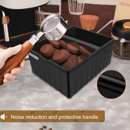 NMWearthmone Espresso knock box,Coffee grounds pucks knock box,Espresso Knock Box with Knock Bar and Non-Slip Rubber Base Knock Box,Shock-Absorbent Durable Barista Espresso Coffee Knock Box (Black)